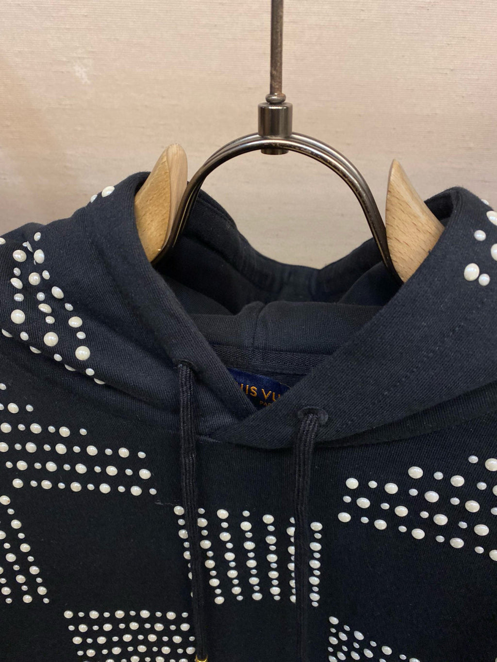 Men's Autumn/Winter Full Width Pearl Checkerboard Fleece Hooded Sweatshirt Pullover #97833