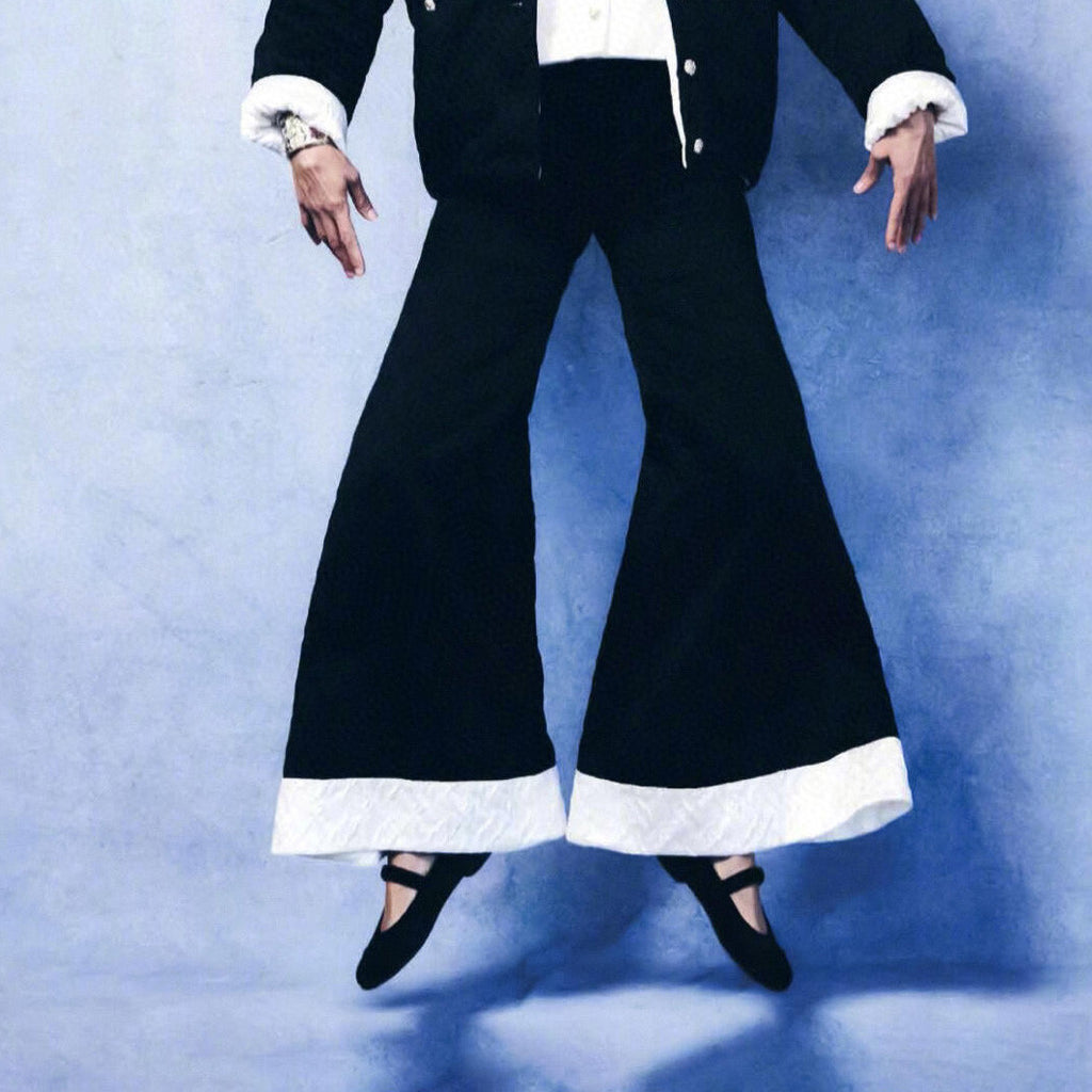 M¨¦tiers d'art Women's Spring/Autumn Fashion Classic Dark Pattern Jacquard Wide Leg Silk Casual Pants #78288