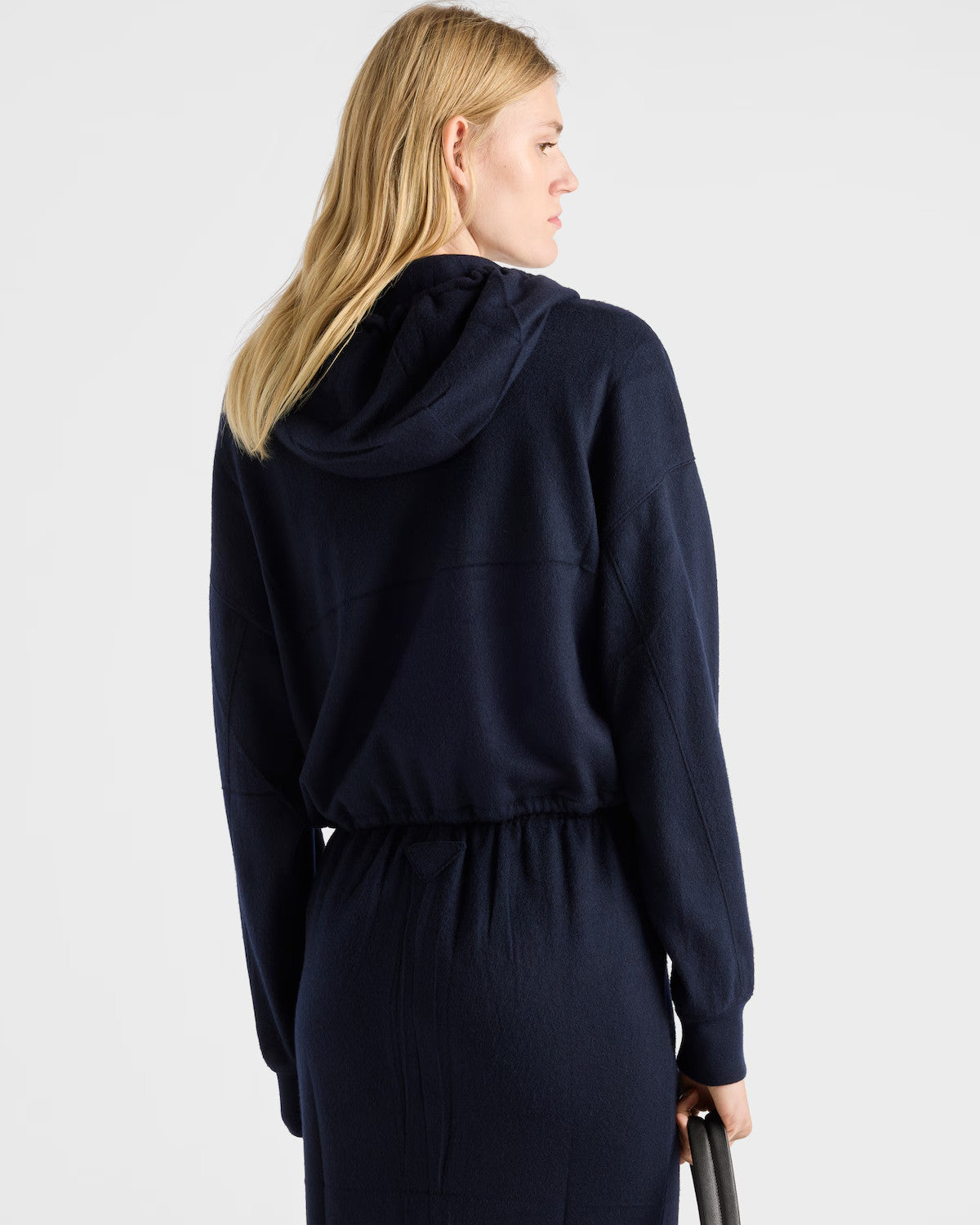 Women's Spring/Fall Cashmere-Blend Hooded Sweatshirt Fashionable Half-Zip Hoodie with Pockets Deep Blue Sweatshirt #193211