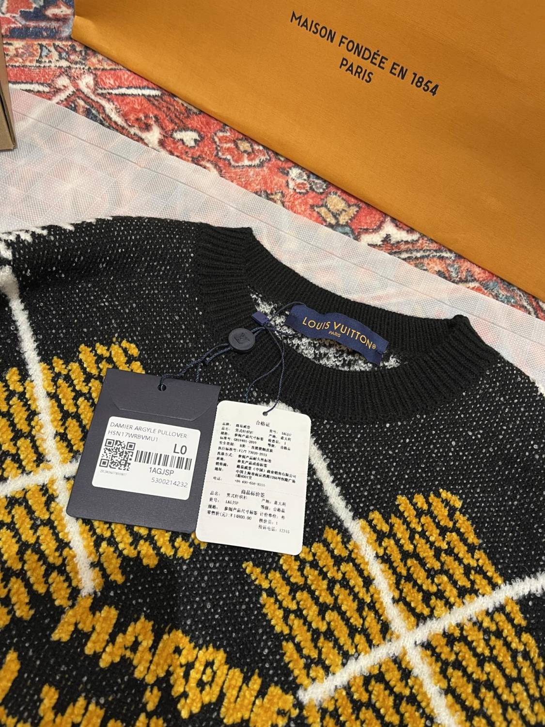 Men's Spring And Fall Colorblocking Wool Blend Round Neck Pullover Long Sleeve Sweater #74165