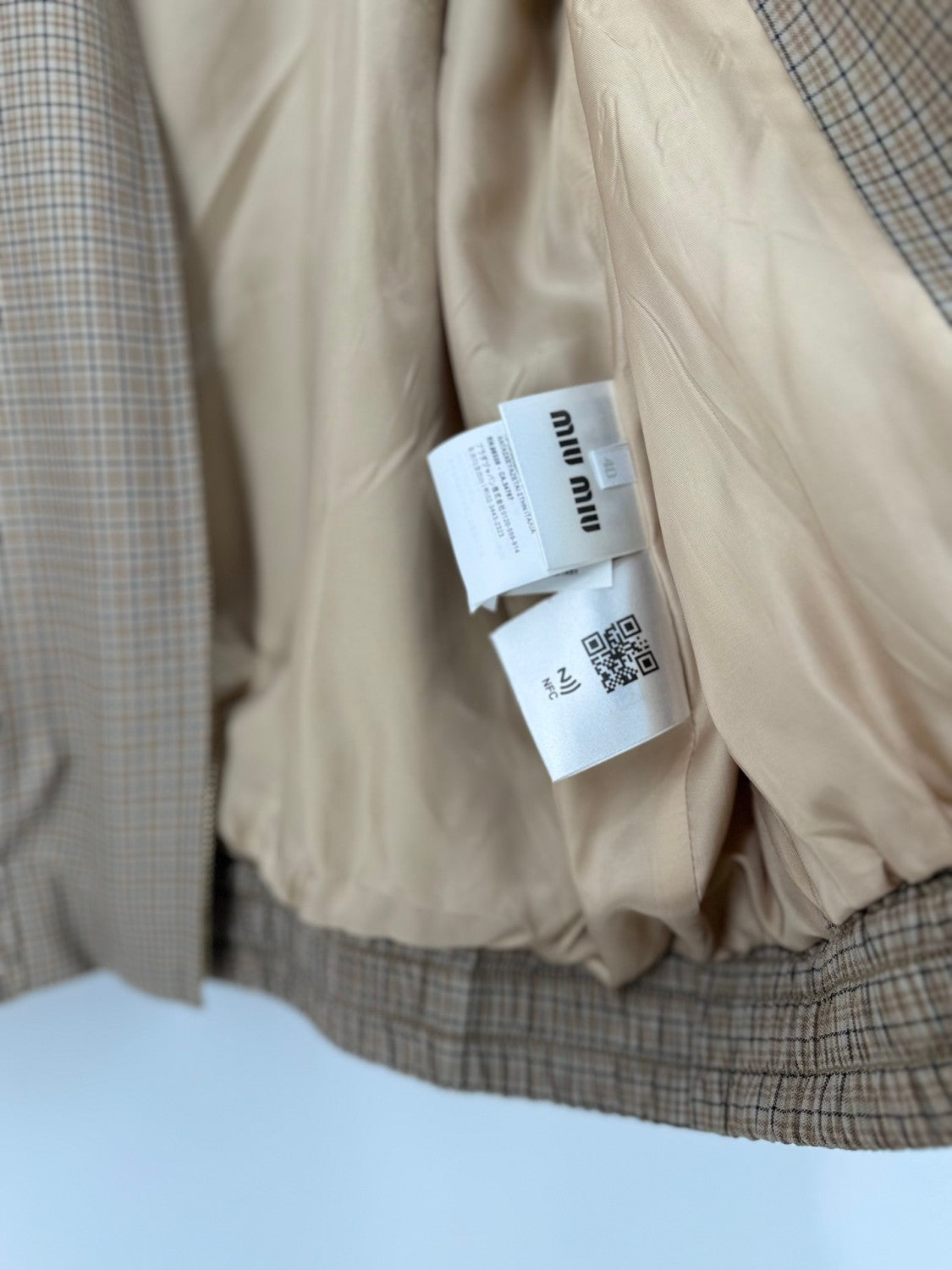 Women's Spring and Autumn Plaid Embroidery Logo Letter Standing Collar Waistband Zipper Long Sleeve Jacket #72865