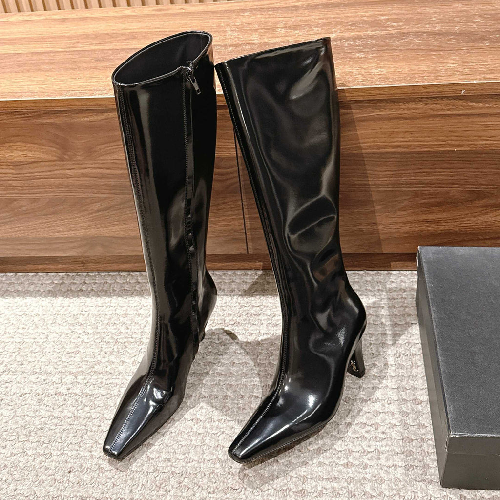 YS Women's Pointed Cat Heel Long Short Red Black Boots Fashion Temperament Elegant Sexy Zipper Short Boots Shoes Ngvp #2185