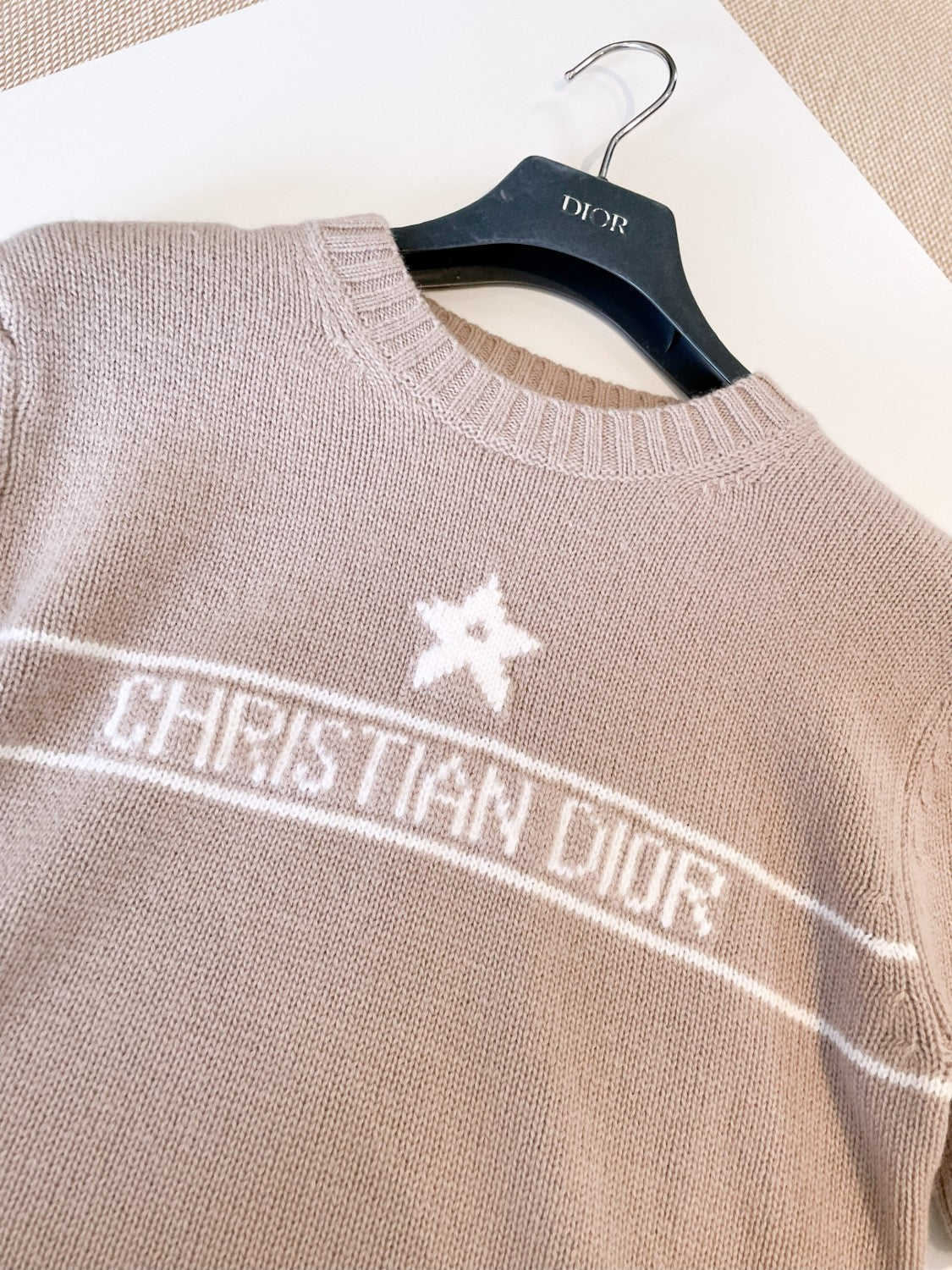 Women's Solid Color Pentagram Letter Print Cashmere Short Sleeve Knit Sweater #76157