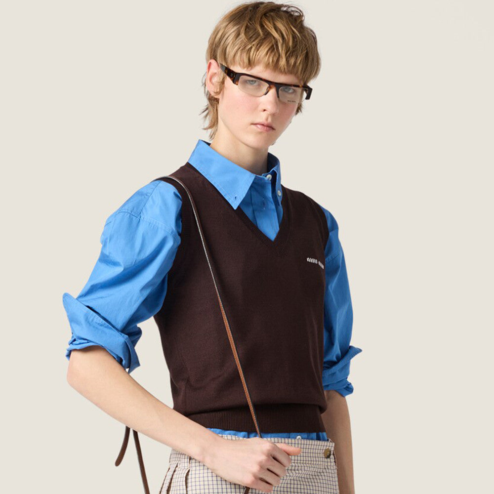 Fashion-Forward Solid-Color Knit Tank Top for Women Spring/Summer Layering Casual V-Neck Sweater Vest #194498