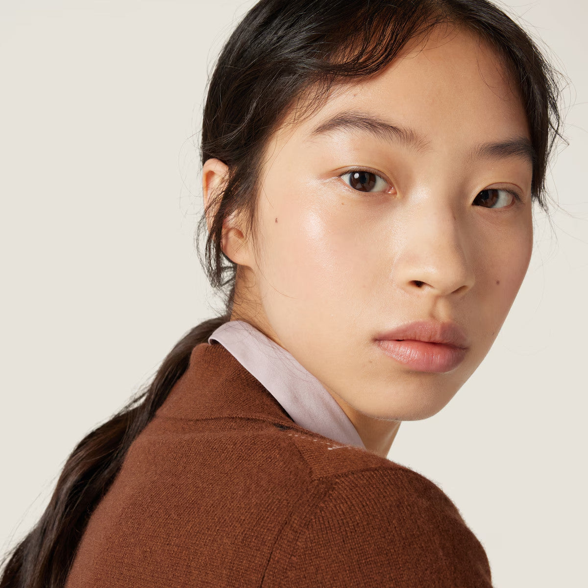 Women's Vintage High-Street Logo Print Diamond Pattern Crew Neck Single-Button Solid Color Spring/Fall/Winter Long-Sleeve Cashmere Knit Cardigan #81539