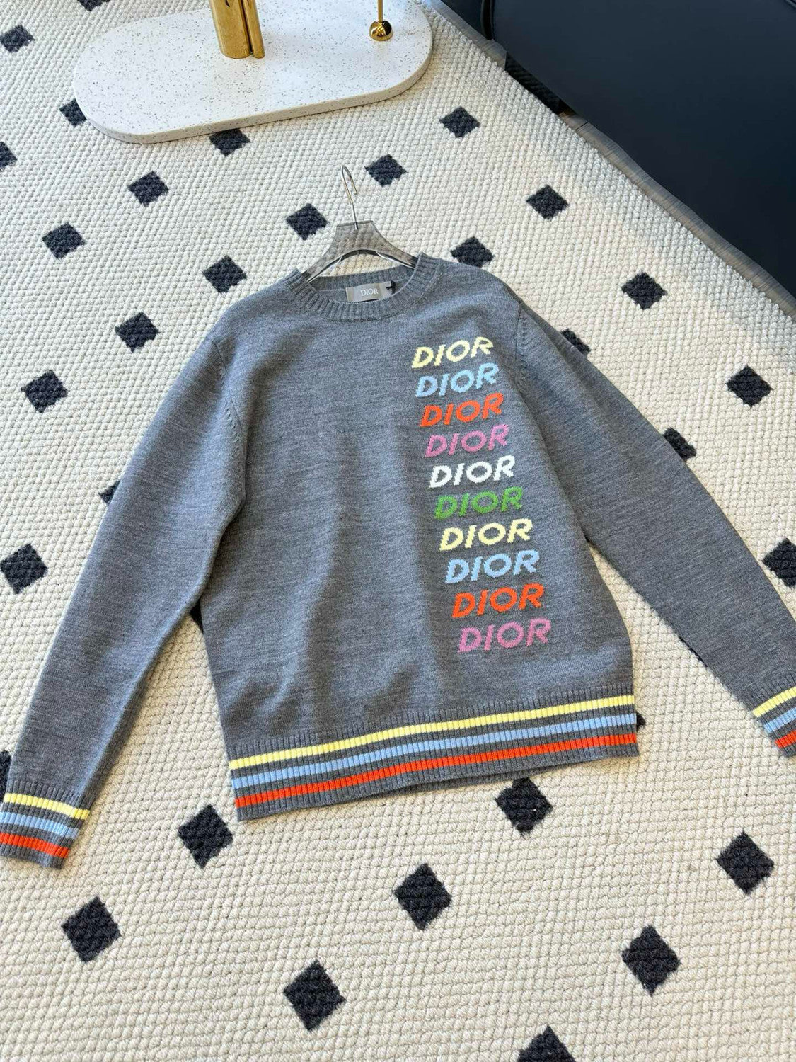 Men's Spring & Autumn Colorful Logo Letter Embroidery Crew Neck Cashmere Sweater Pullover #97942