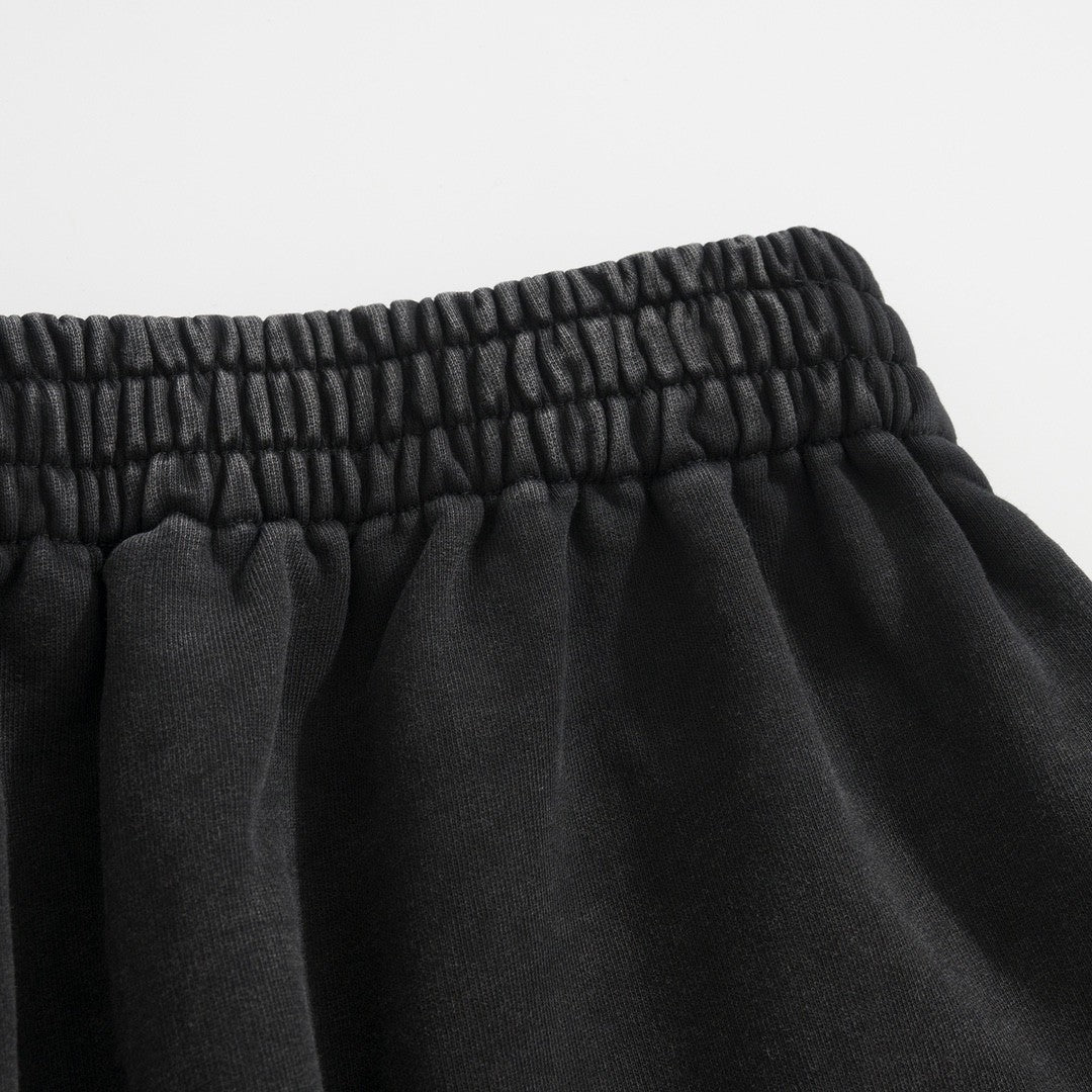 Men's Summer Flame Letter Black Stretch Mid Waist Cotton Shorts Pants #99535