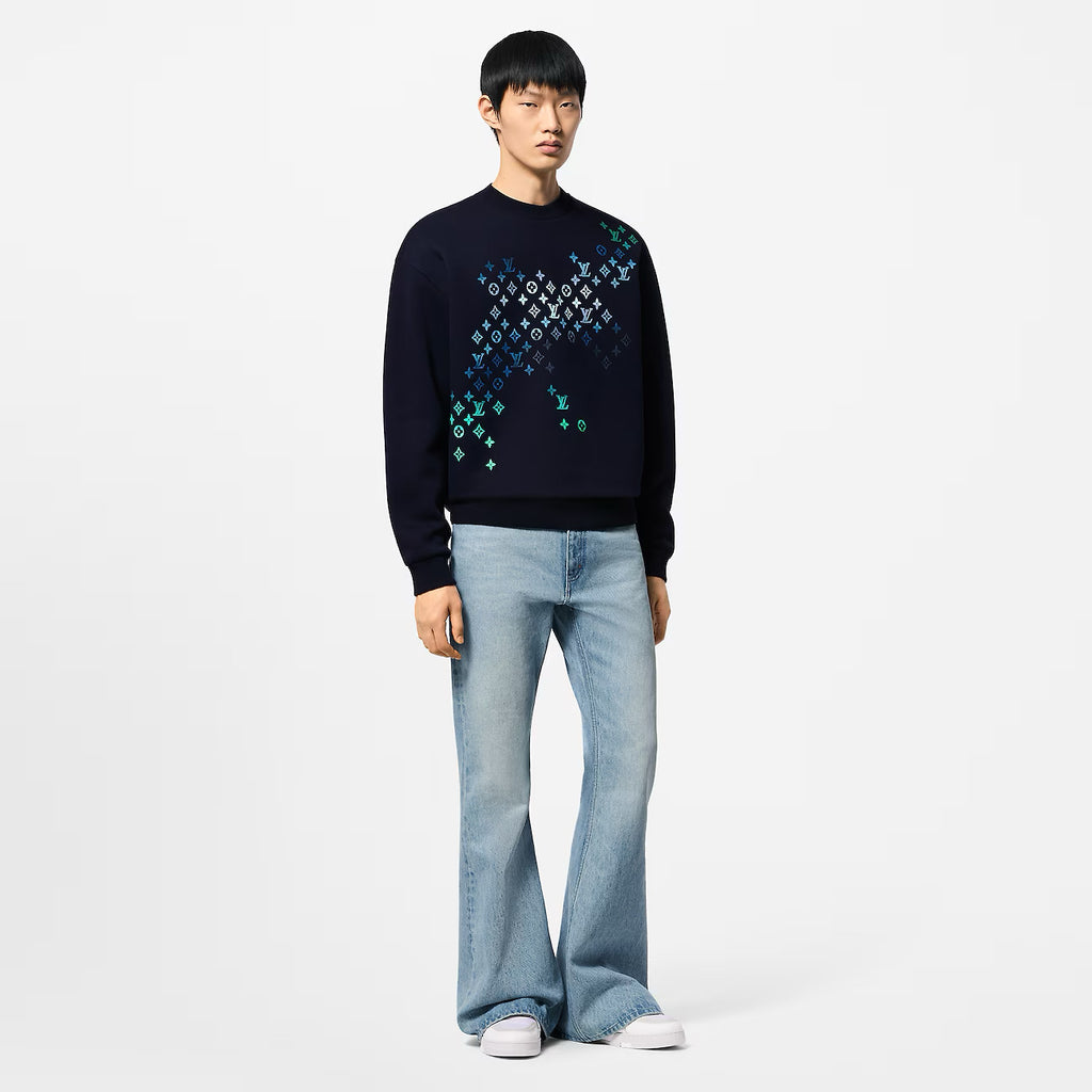 Men's Spring and Autumn Gradient Pattern Printed Cotton Round Neck Long Sleeve Sweatshirt #72774