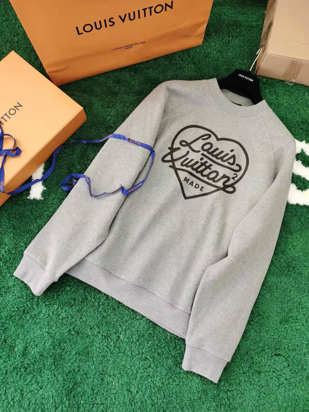Men's Spring and Autumn Gray Love Logo Letter Printed Pullover Sweater Sweatshirt #99751