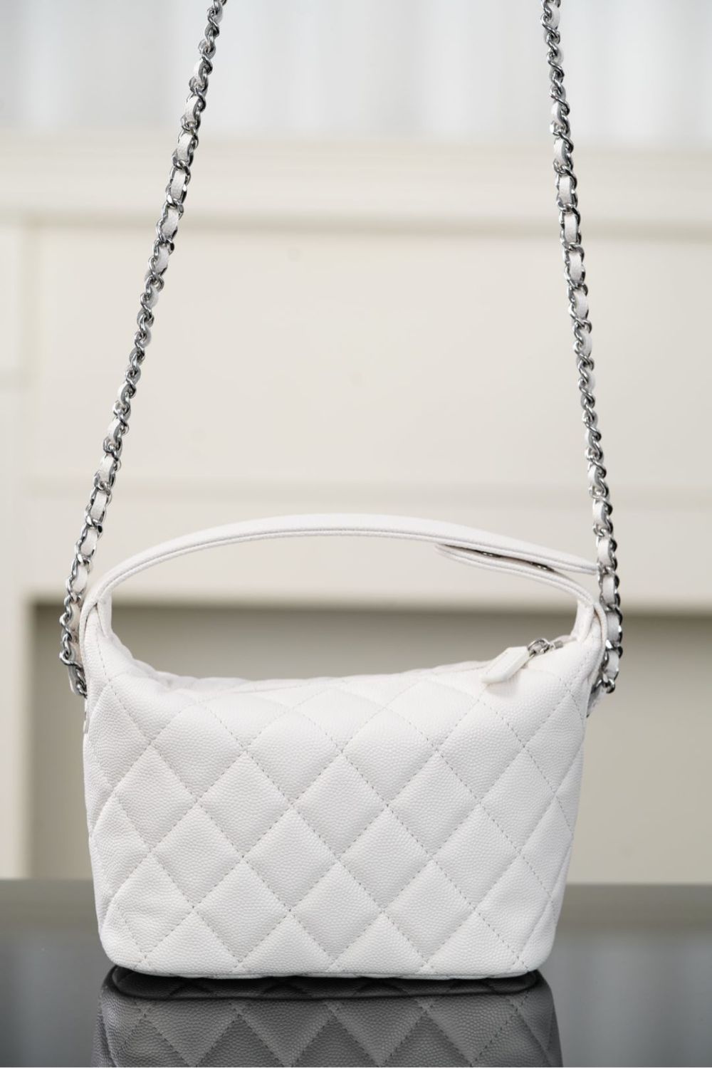 25B Silver Buckle Star Double C Lunchbox Bag Single-Shoulder Crossbody Tote Hobo Bag Fashionable White Chain Handbag Bags #193527