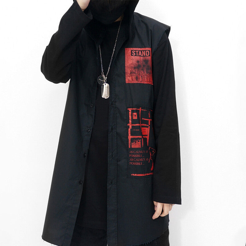 Raf Simons Men Women Printed V-neck Spring Summer Cotton Loose Hooded Sleeveless Shirt Waistcoat Vest Ngvp #1673