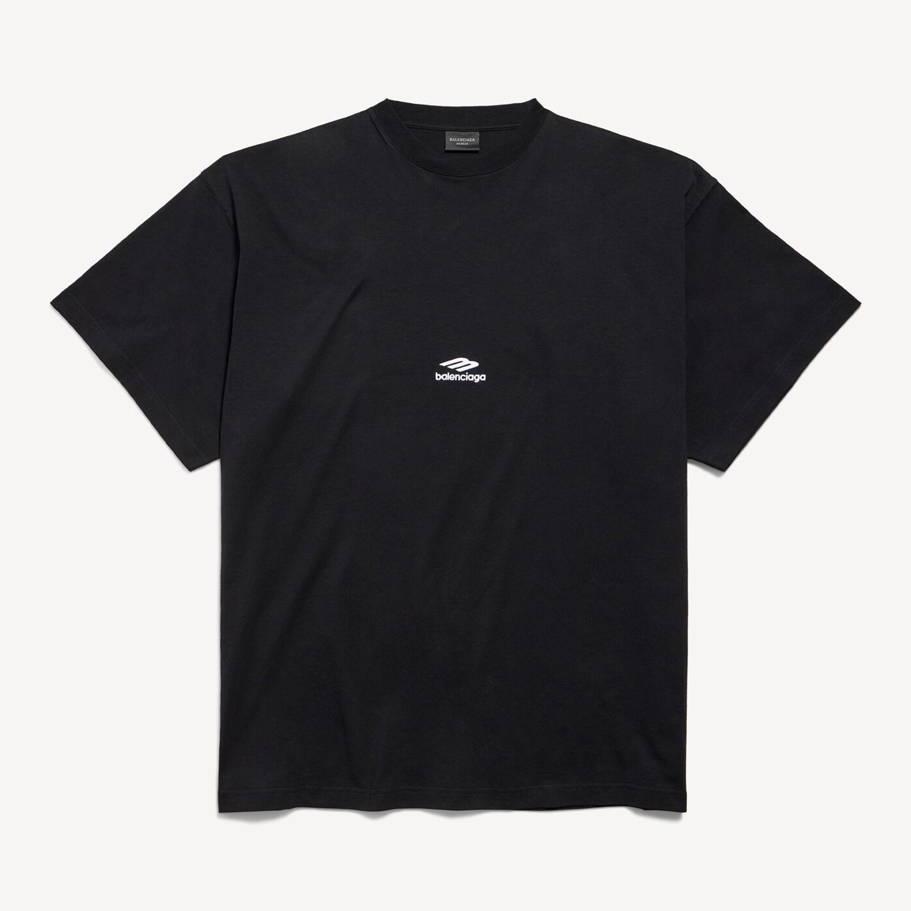 3B Sports Icon Light Sea Blue and White Plain Knit Oversized T-Shirt Black Fashion High-Street Trend Crew Neck Short-Sleeve T-Shirt #193401