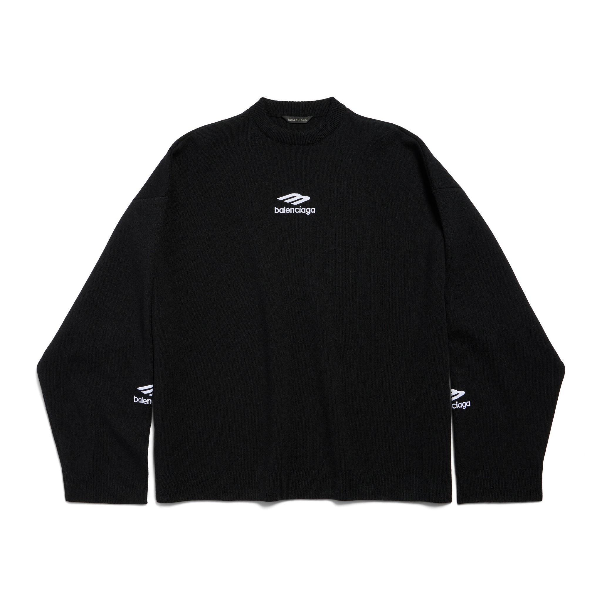 Men's Spring and Autumn Solid Color Logo Printed Round Neck Pullover Regular Fit Long Sleeve Sweater #74275