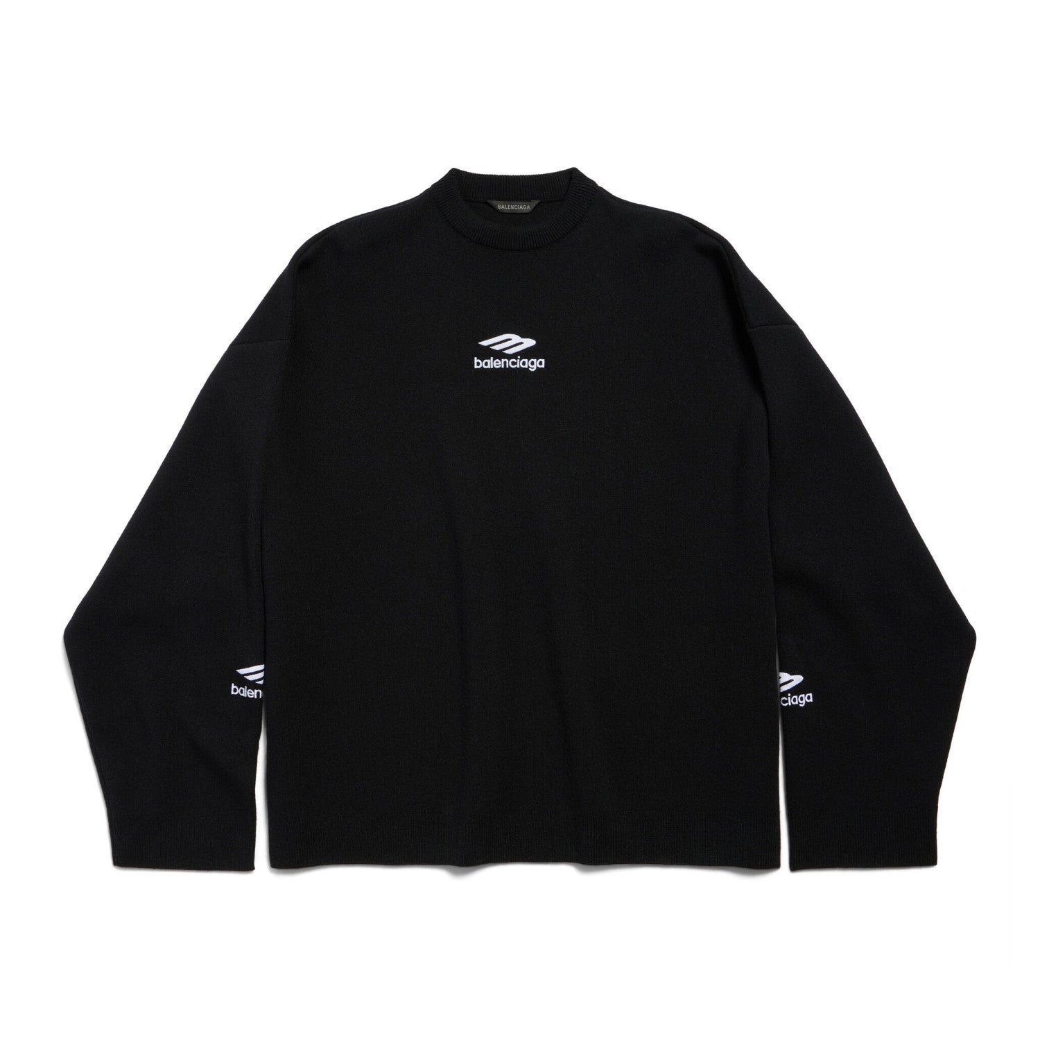 Men's Spring and Autumn Solid Color Logo Printed Round Neck Pullover Regular Fit Long Sleeve Sweater #74275