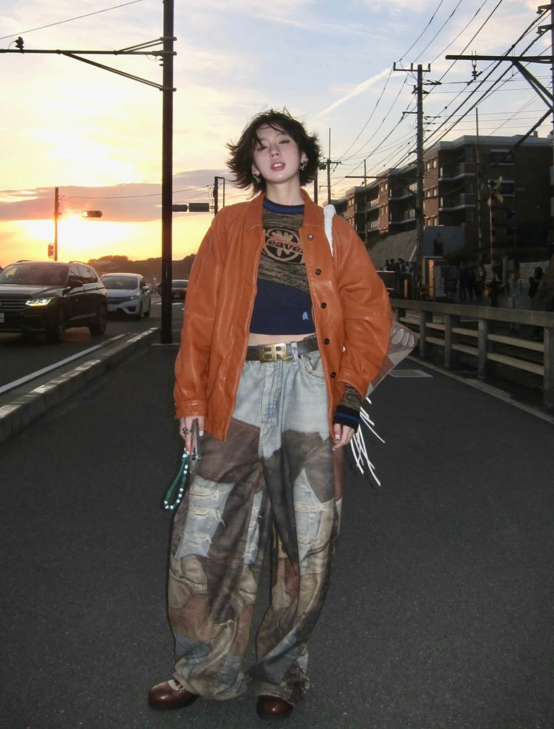 Men's Four Seasons Vintage Mud Dye Spliced Printed Loose Cotton Mid Waist Wide Leg Denim Pants Ngvp #8369