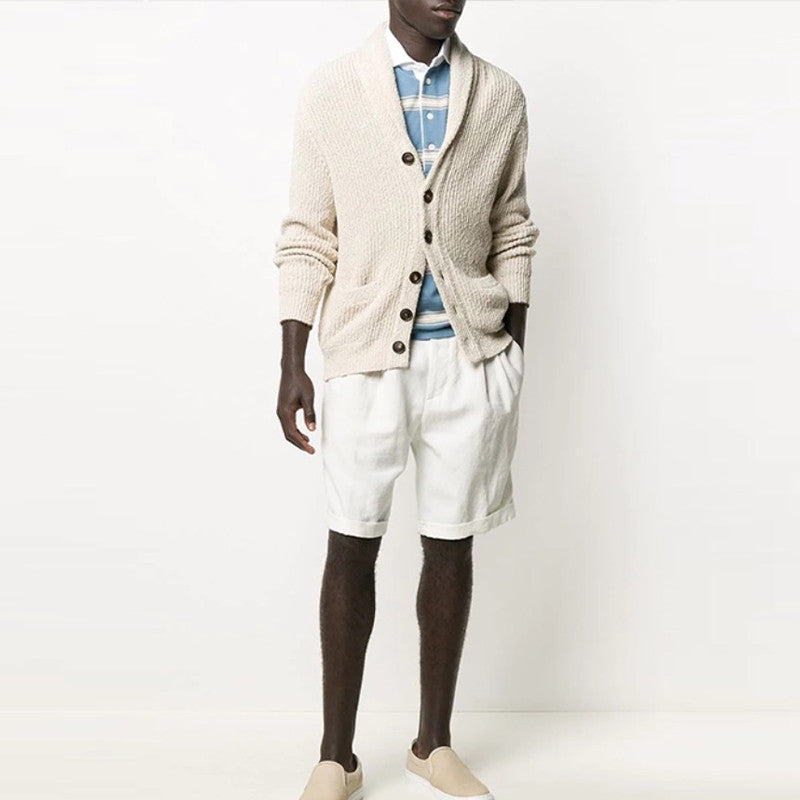 BC Men's Spring And Autumn V-Neck Single-Breasted Solid Color Long-Sleeved Loose Knitted Cashmere Cardigan Ngvp #9624