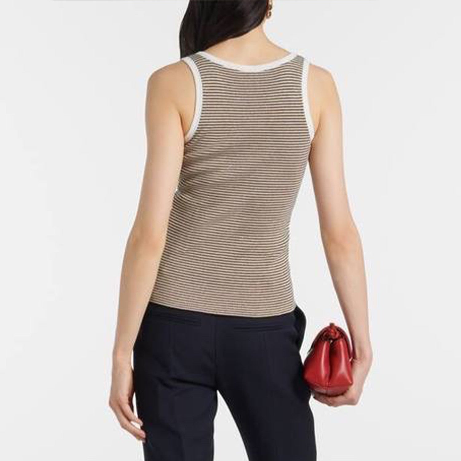 Women's Summer Striped Colorblocking Knit Vest Fashion Casual Fit Round Neck Top Ngvp #8934