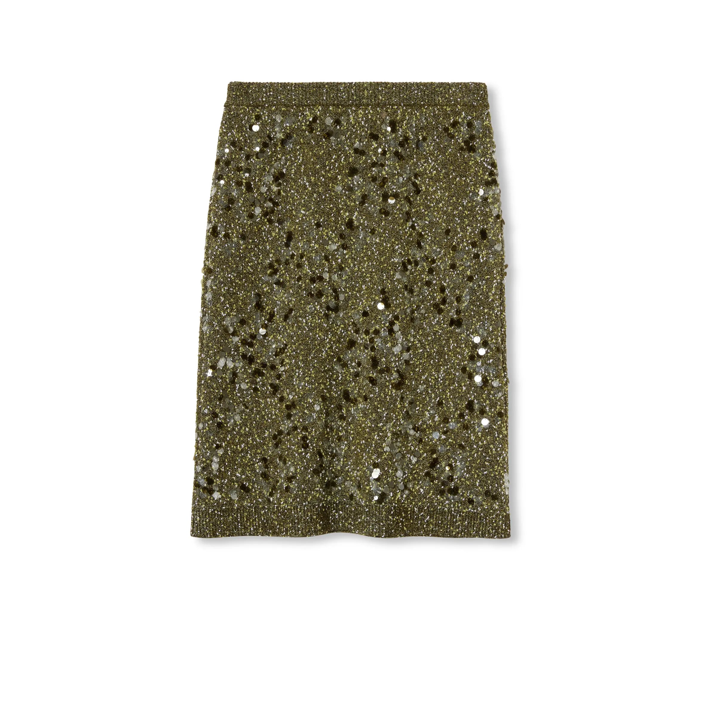 Women's Spring/summer Viscose Fibre Tweed Blend Polo Shirt Blue Green Sequin Embroidery Lapel Knit Top T-shirt Stretchy Straight Hem Skirt Short Skirt Suit Set  #81123