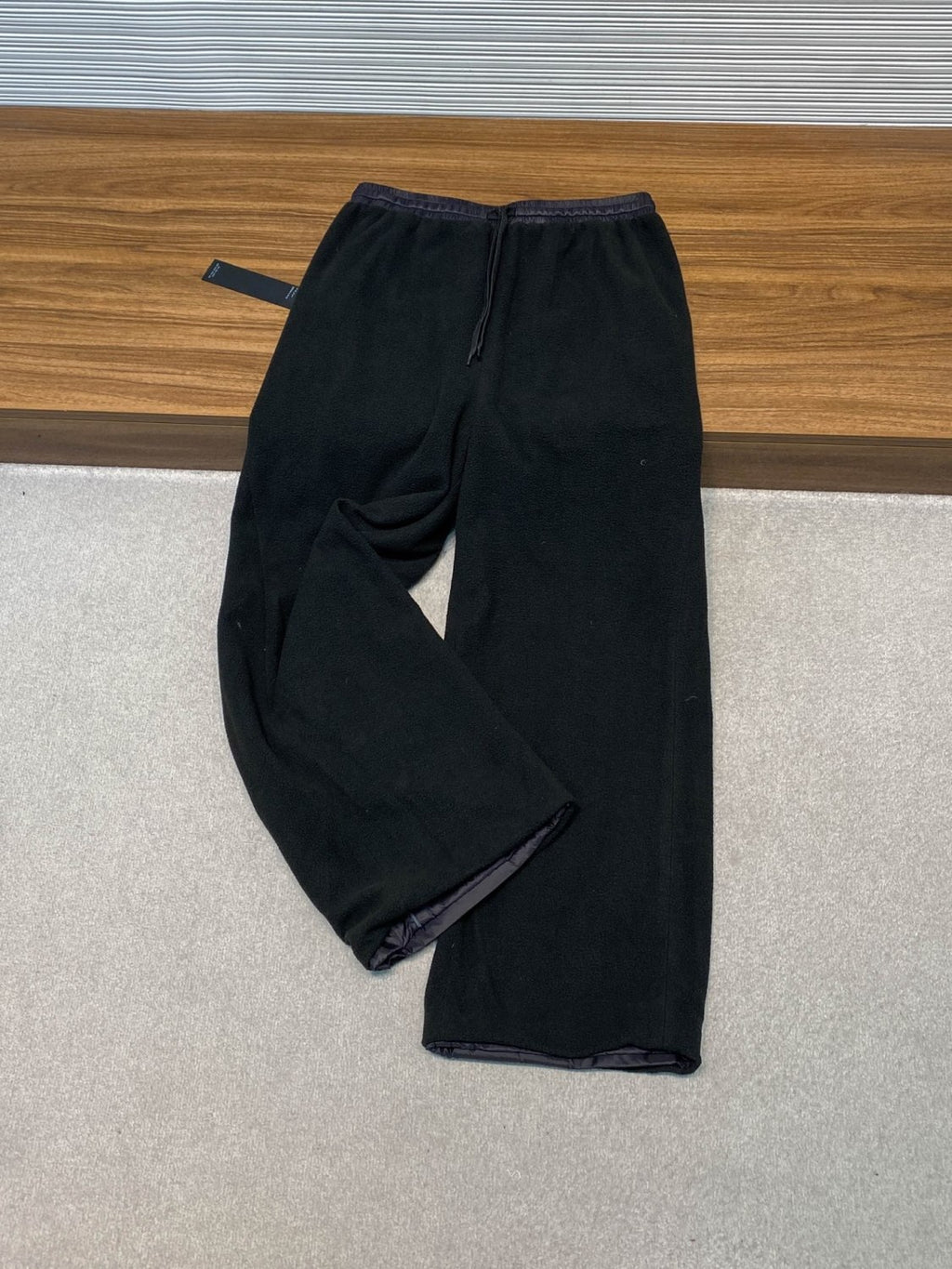 26SS Early Spring Technology Nylon Color-Blocked Drawstring Fleece Warm Climbing Ski Loose Straight Casual Long Pants #194273