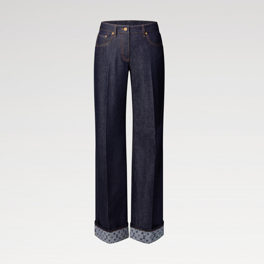 Women's Flap Flare Jeans Four Seasons Solid Color Mid-Waist Pocket Zipper Casual Pants Pants Leg Logo Printing #81345