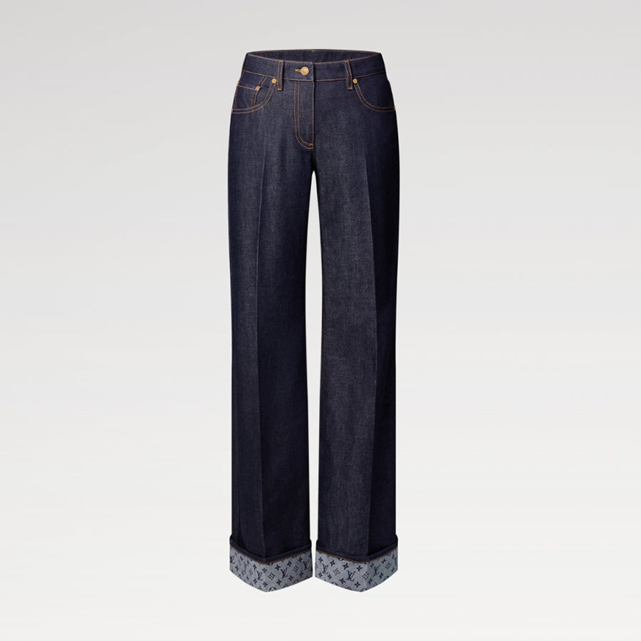 Women's Flap Flare Jeans Four Seasons Solid Color Mid-Waist Pocket Zipper Casual Pants Pants Leg Logo Printing #81345