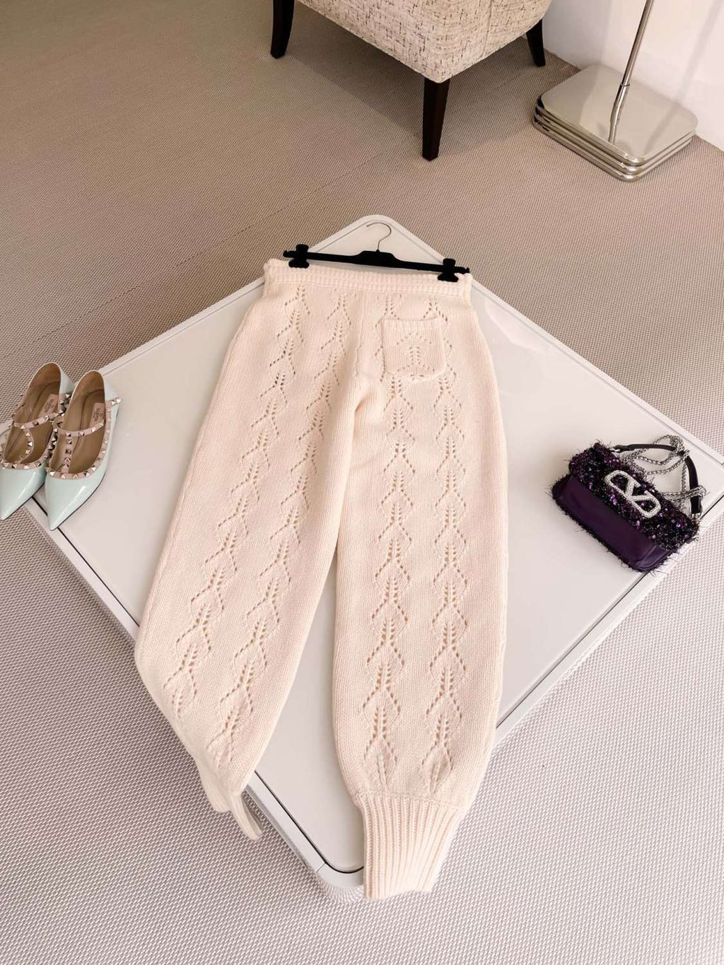 Women's Spring. Autumn And Winter Wool And Cashmere Casual Solid Color Straight Leg Pants Ngvp #9728