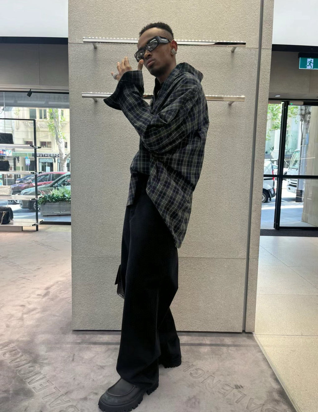 Men's Spring And Fall Color Blocking Plaid Single Breasted Cotton Long Sleeved Shirt #98918