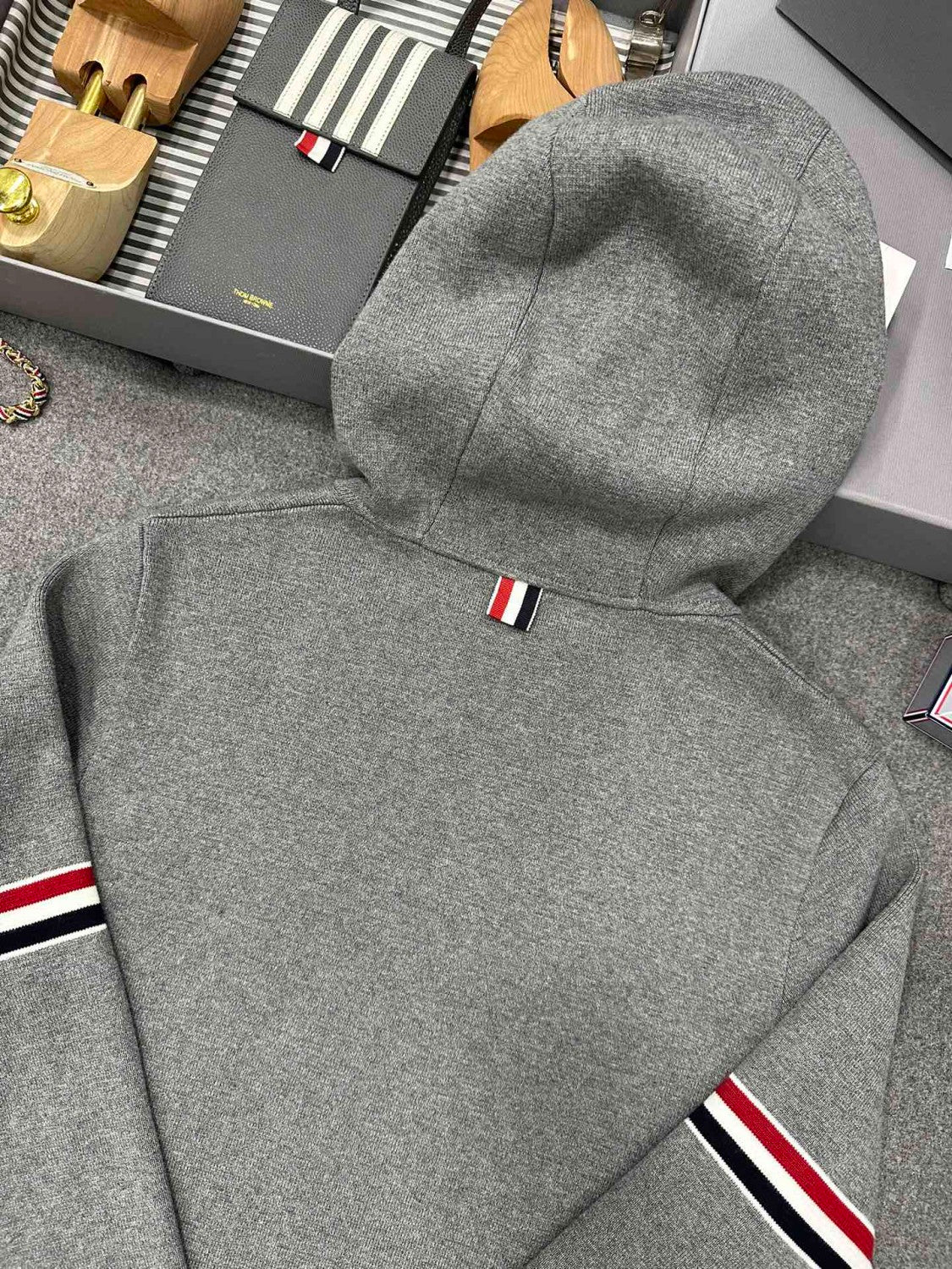 TB  Men's Spring & Autumn Cotton Armband Embellished Solid Color Zipper Fitted Hooded Cardigan Jacket Ngvp #1943