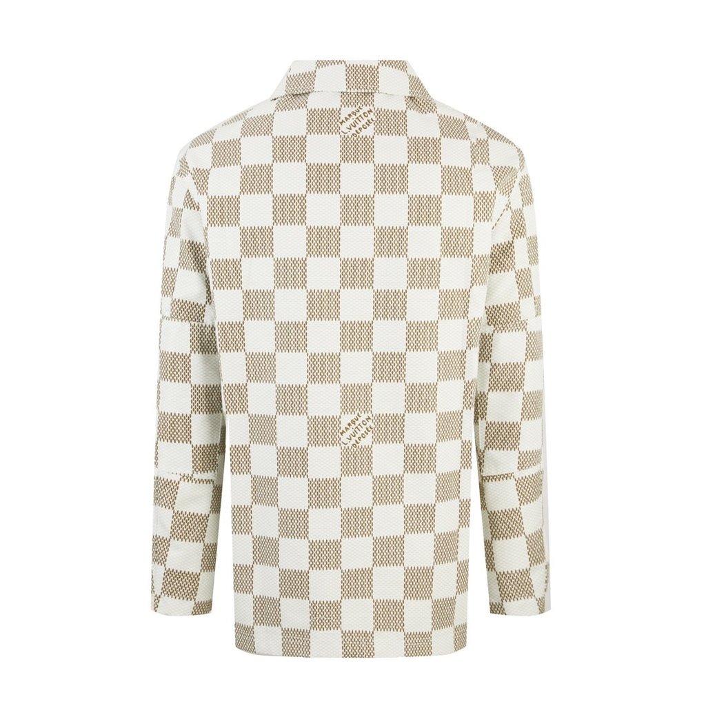 Men's Fall And Winter White Checkered Lapel Single Breasted Pocket Long Sleeved Jacket #72775
