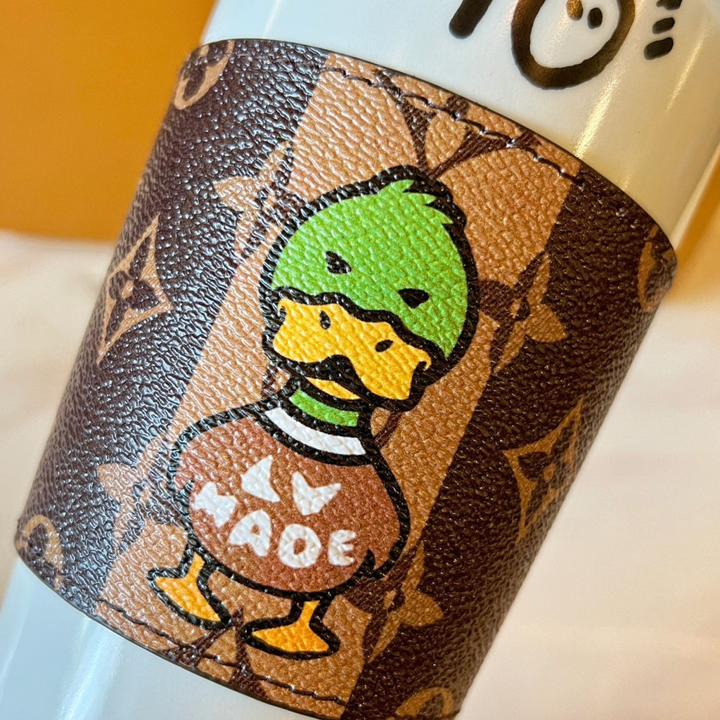 Duck Image Cowhide Mug Cover Ceramic Mugs Cup #72998