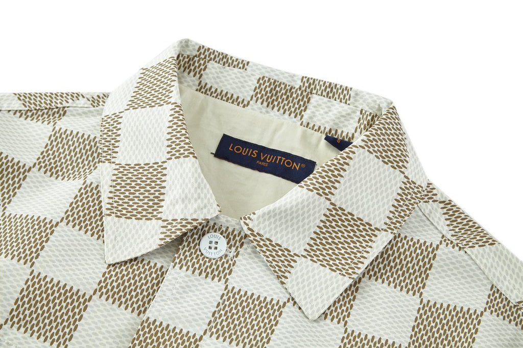 Men's Fall And Winter White Checkered Lapel Single Breasted Pocket Long Sleeved Jacket #72775