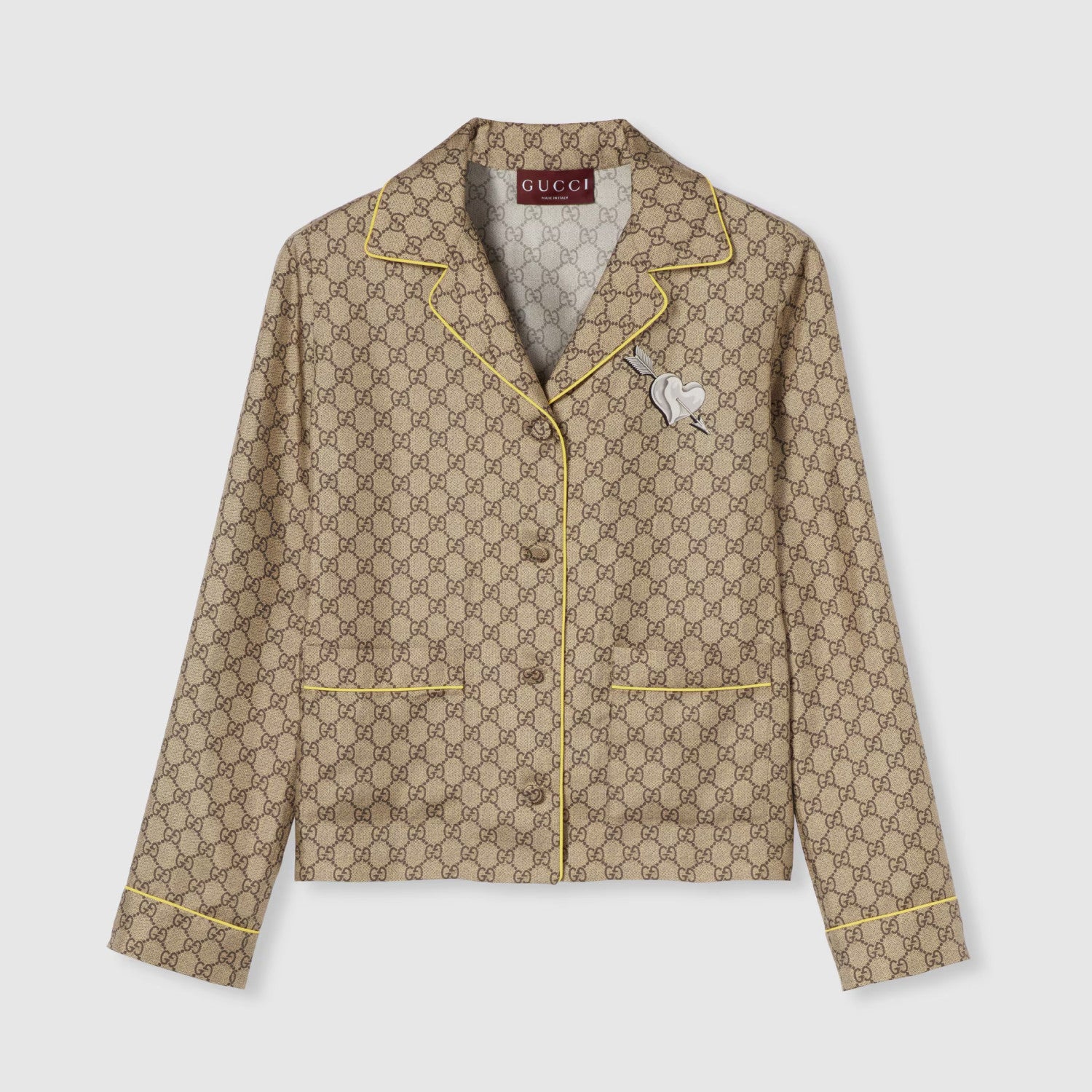 Women's Summer Solid Color Letter Print Heart Pattern Single Breasted Silk Long Sleeved Shirt And Casual Tie Pants Suit Set #77927