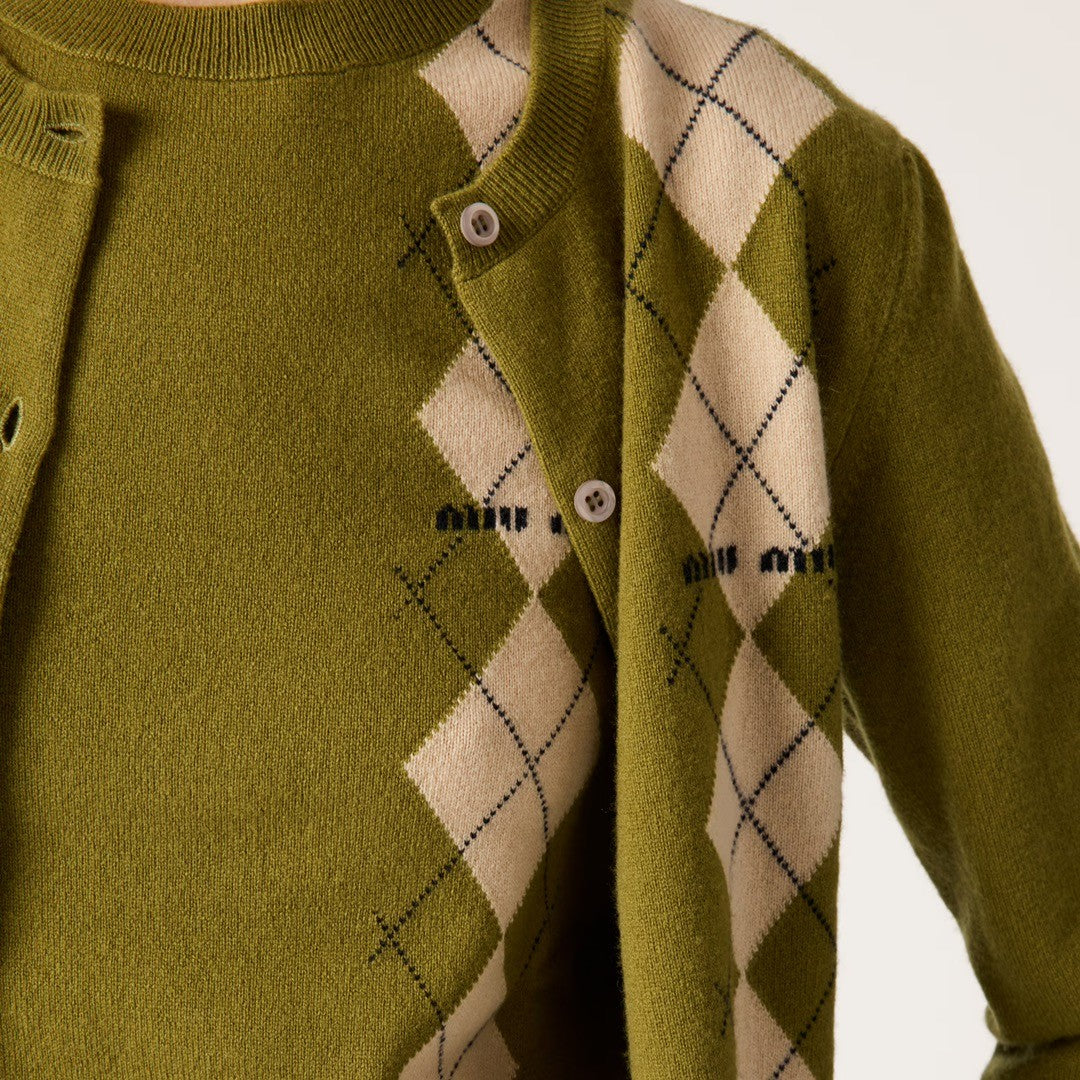 Women's Summer Colorblocking Diamond Appliqu Knit Round Neck Slim Short Sleeve Cashmere T-shirt #73852