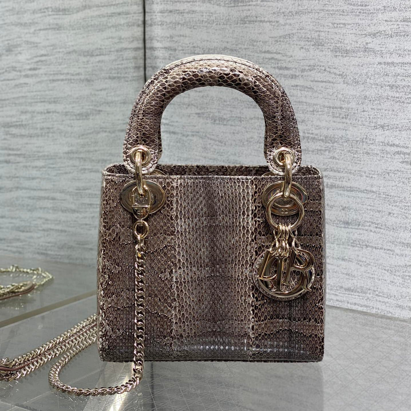 CD Lady Women's Solid Color Metal Pendant Detachable Chain Shoulder Strap Snake Skin Single Shoulder Crossbody Handbag Bag Bags #77722