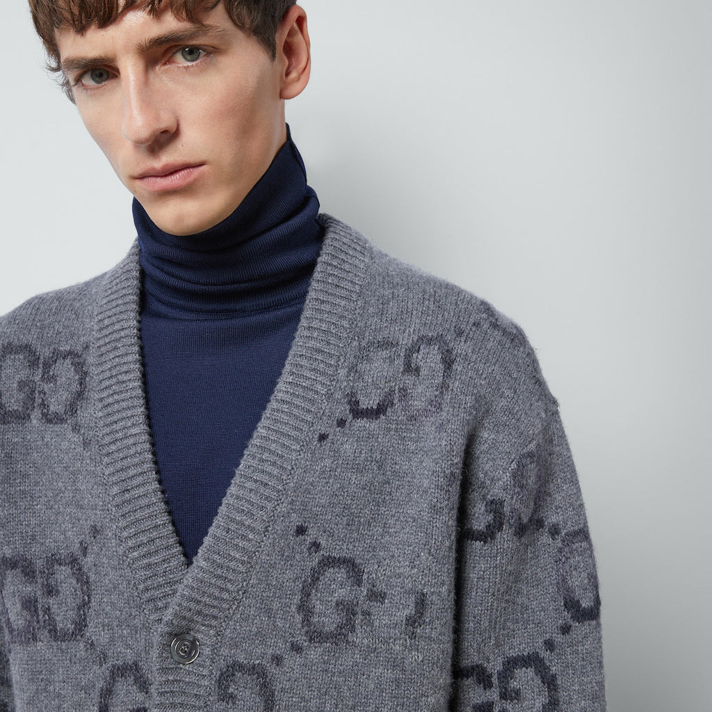 Men's And Women's Spring And Autumn Solid Color Logo Print Single-breasted V-neck Long Sleeve Cashmere Cardigan Jacket #78173