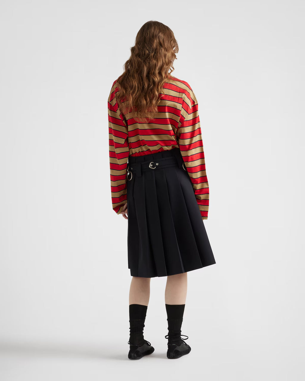 Women's Spring Logo Embroidery Long Sleeve Striped Lisle Cotton Loose Solid Color T-Shirt #71942