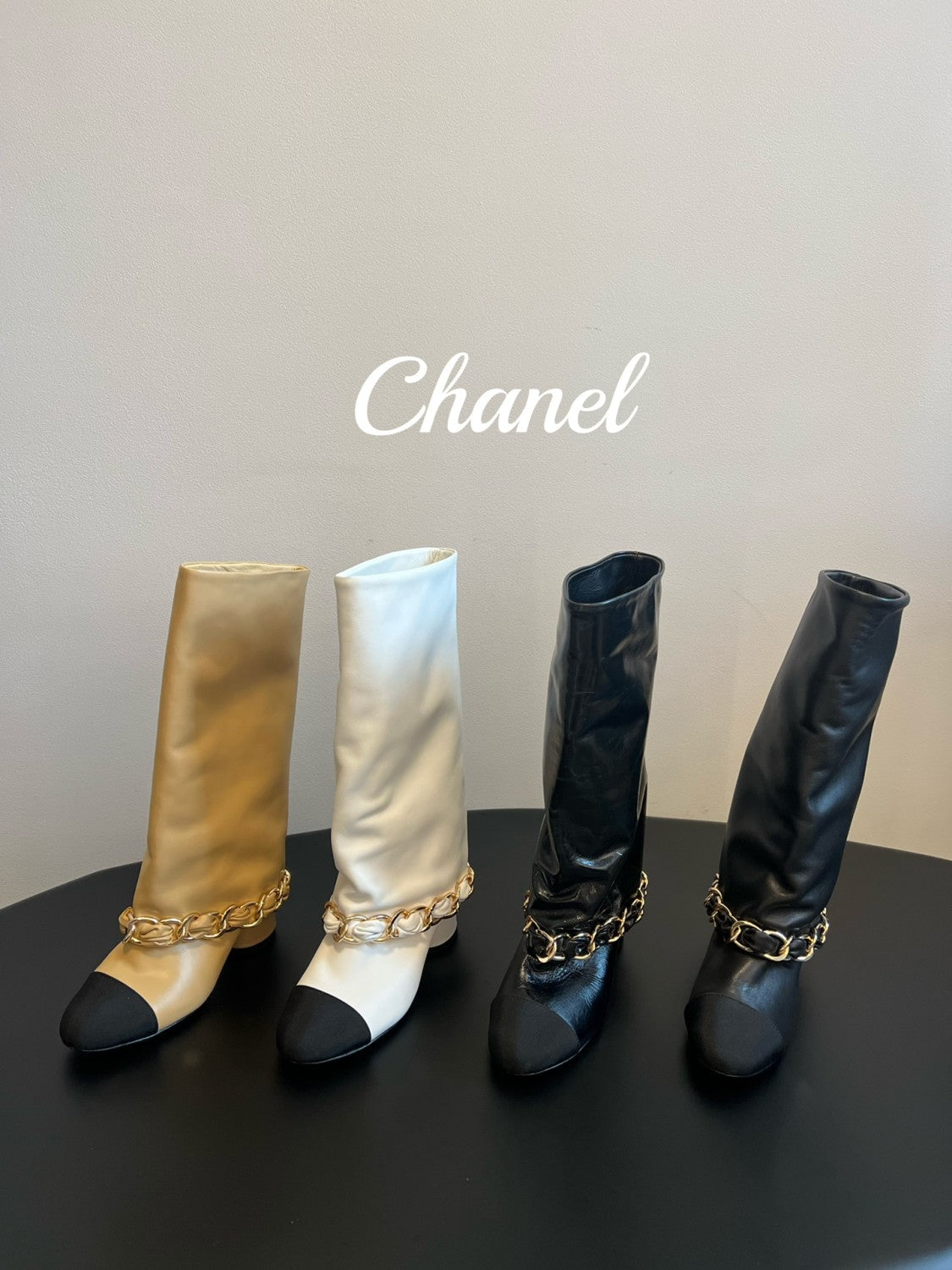 CC Women's Solid Color Round Toe Leather High Top Riding Boots Shoes #77819