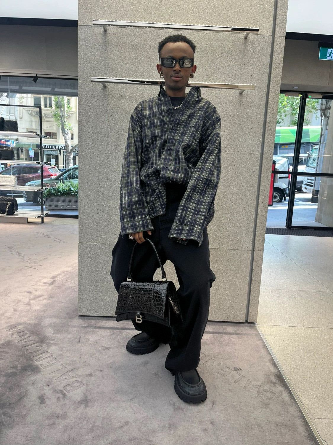 Men's Spring And Fall Color Blocking Plaid Single Breasted Cotton Long Sleeved Shirt #98918