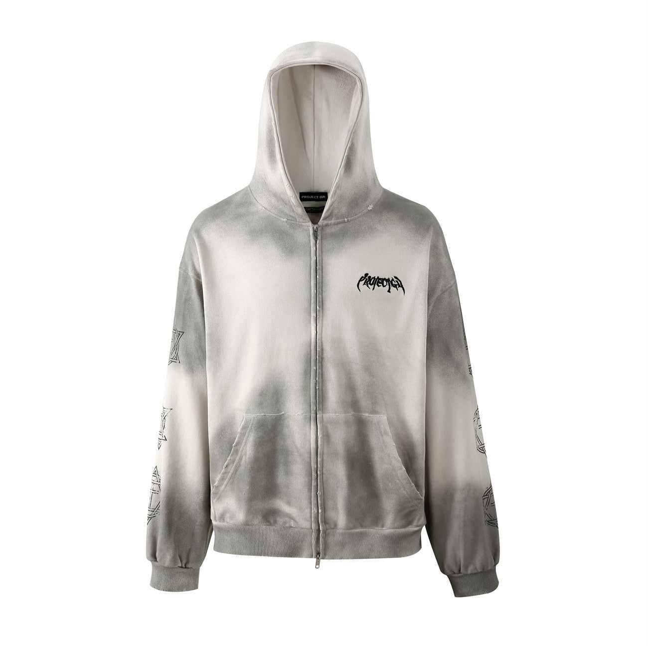 GRAILZ Project G/R Men's Women's Spring And Autumn Gradient Colorblocking Embroidery Long Sleeve Loose Hooded Sweatshirt Ngvp #7718