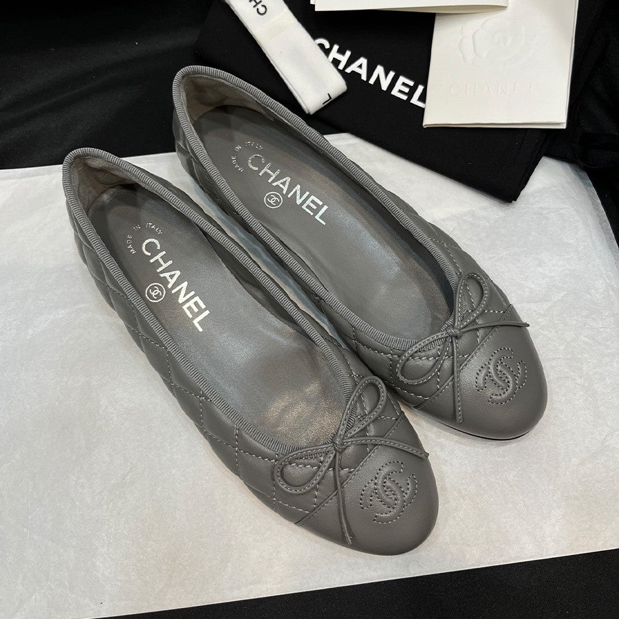 CC Women's Four Seasons Simple Solid Color Single Shoes Ballet Shoes Retro Calfskin Flat Shoes Round Head Casual Shoes #77859