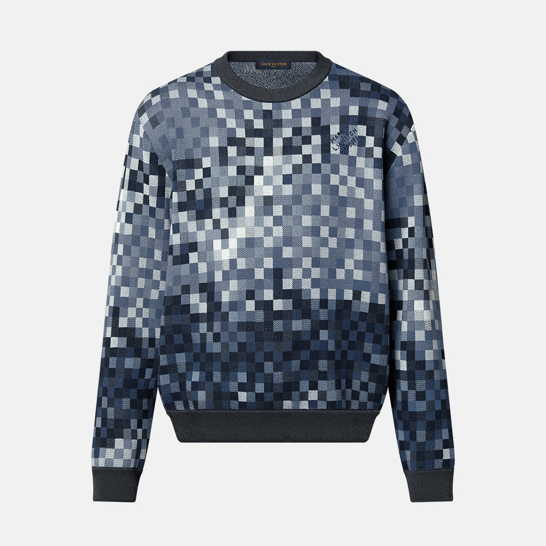 Men's LV LOVERS DAMOFLAGE Jacquard Embroidery Cotton Round Neck Spring and Autumn Long Sleeve Pullover Sweater #71721