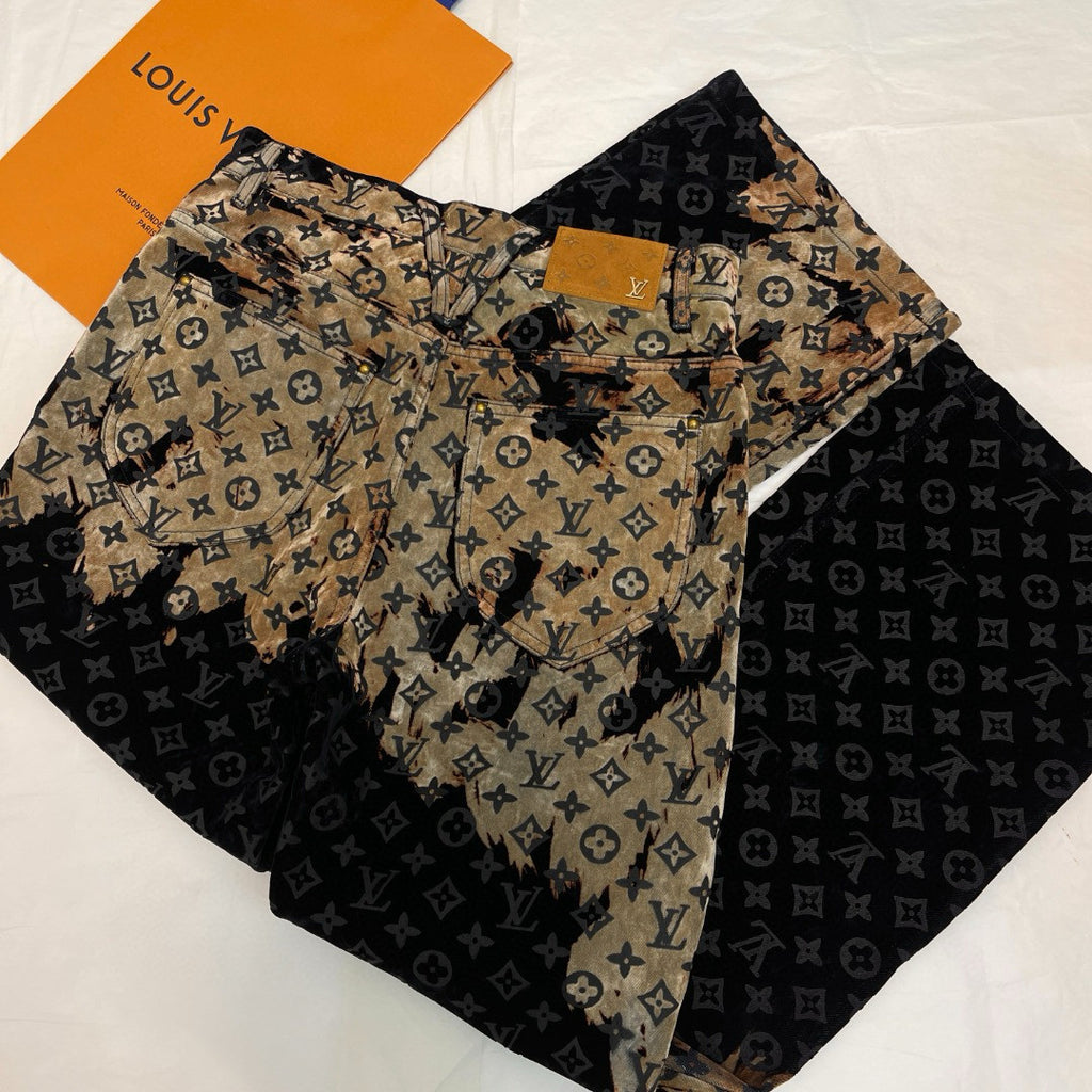 Men's Autumn and Winter Pattern Printed Lapel Single Breasted Denim Jacket Jeans Pants Set Suit #97775