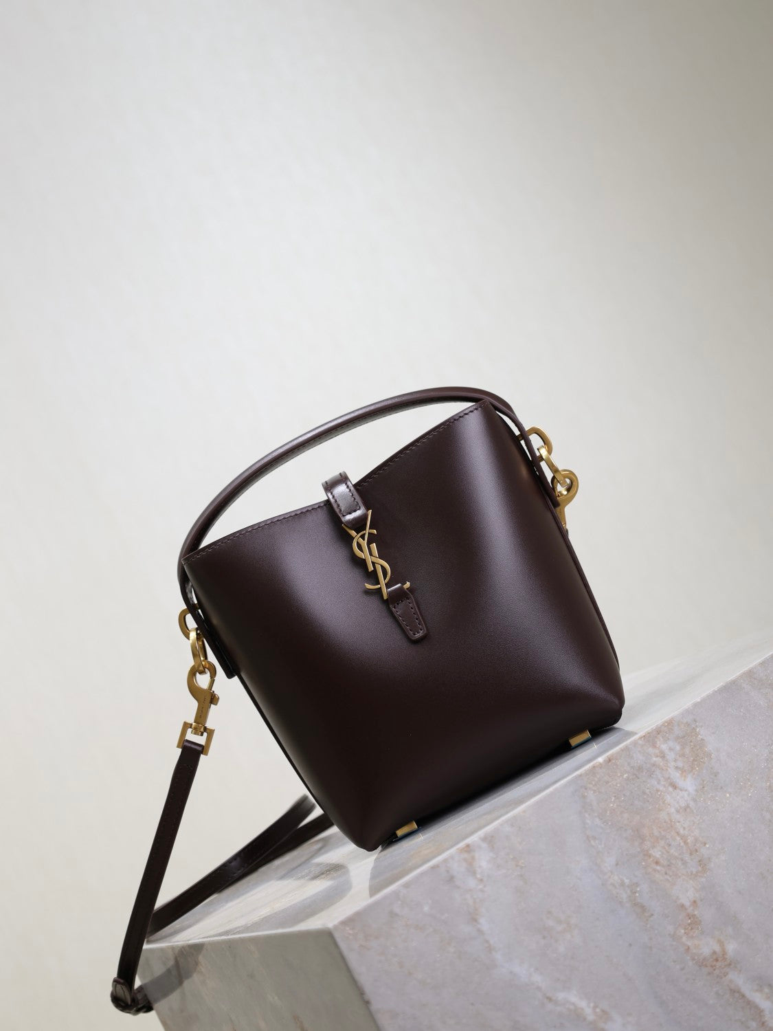 YS Women's LE 37 Logo Hook Buckle mini Small Glossy Solid Color Bucket Bag Suede Leather Handbags Casual Bags 7490362R20W9207 #81334