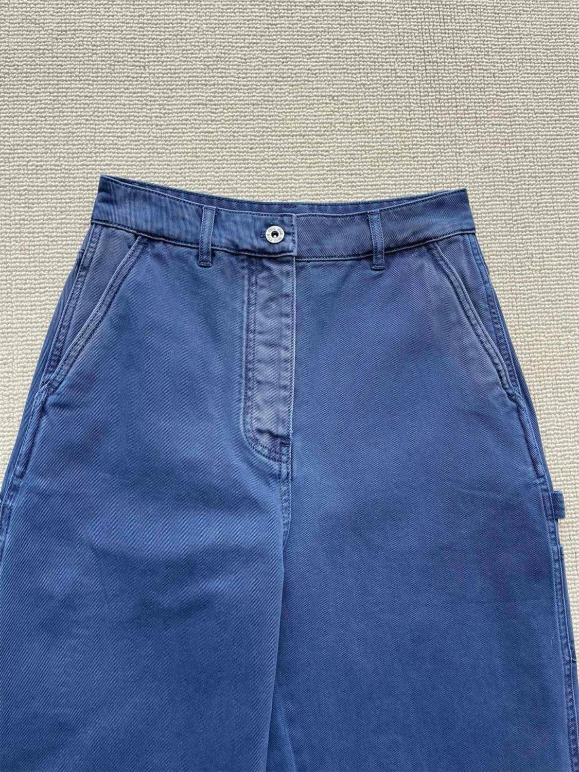 Women's Spring and Autumn Solid Color Loose Embroidered Logo Jeans Pants #75536