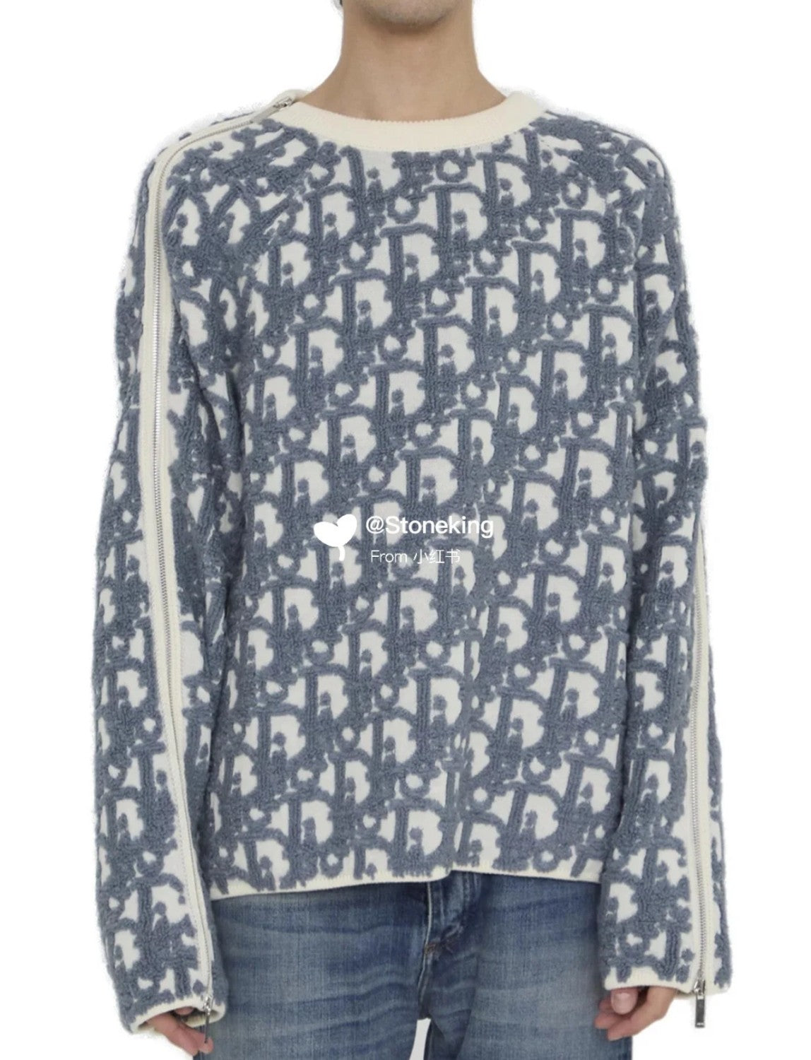 CD Men's Spring. Autumn and Winter Oblique Printed Round Neck Long Sleeve Solid Color Fitted Sweater #72184