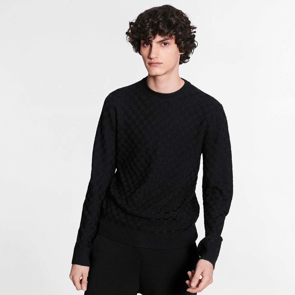 Men's Spring. Autumn And Winter Damier Signature Crew Neck Plaid Solid Color Long Sleeve Fitted Wool Sweater Ngvp #9311