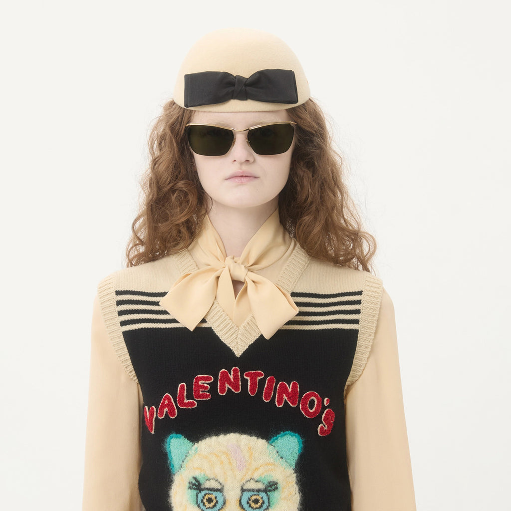 LE CHAT DE LA MAISON Women's Spring/Autumn Fashion Casual V-neck Knitted Letter Pattern Embroidered Sleeveless Vest  #78441