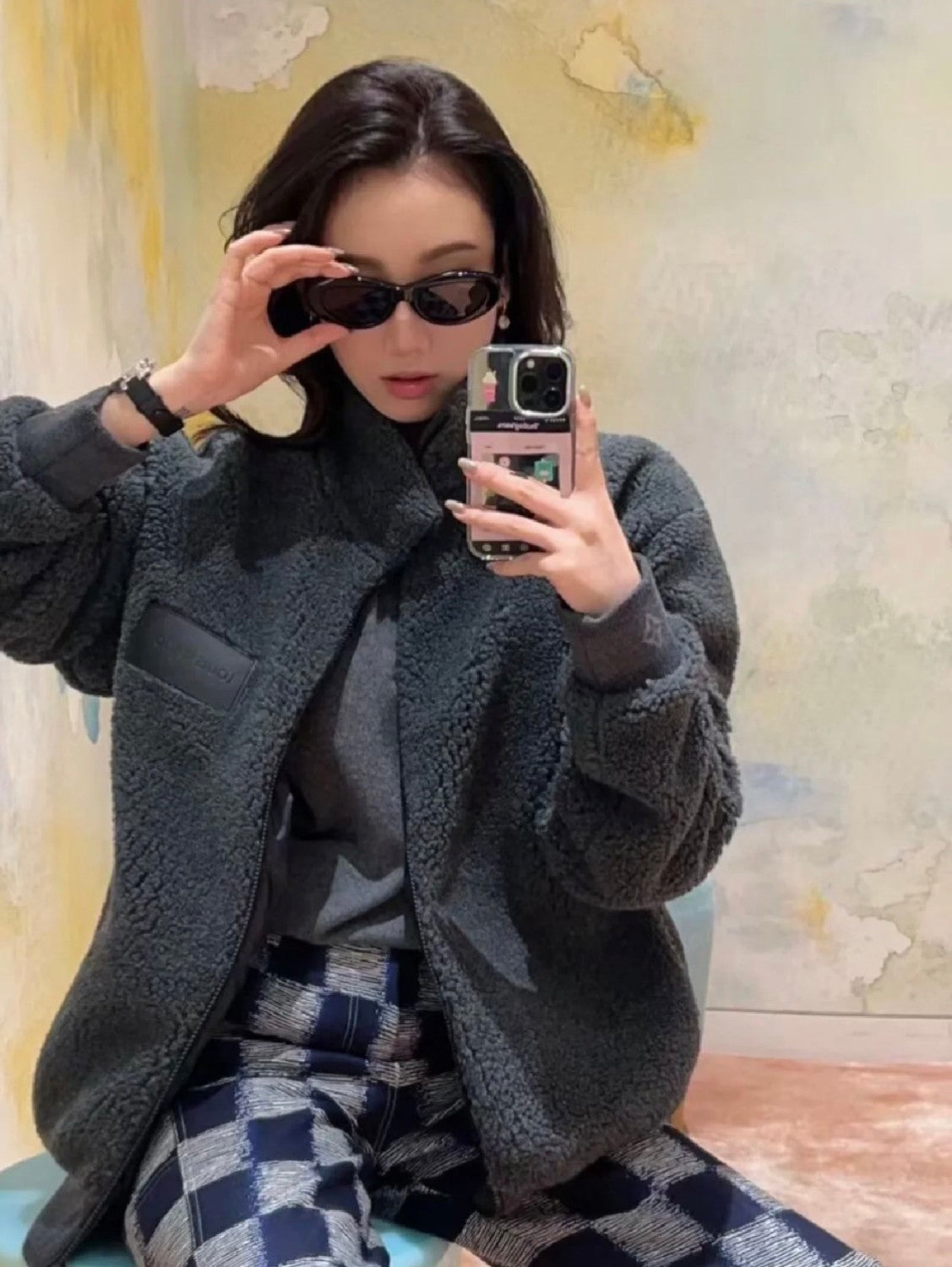 Men's Spring & Autumn Solid Color Logo Jacquard Suede Drawstring Zipper Long Sleeve Jacket #71471