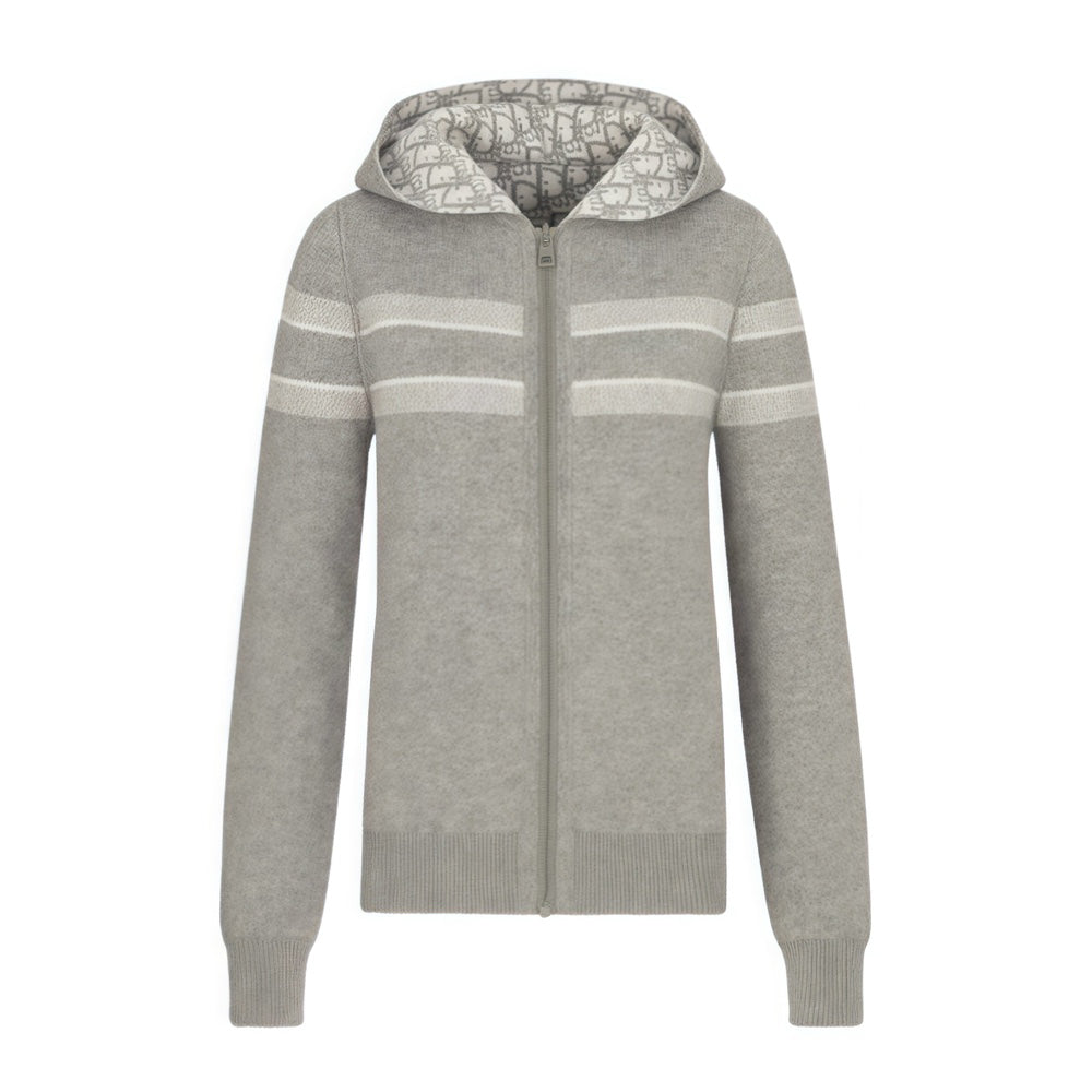 Women's Autumn and Winter Letter Logo Reversible Long Sleeve Zipper Hooded Knit Jacket #72751