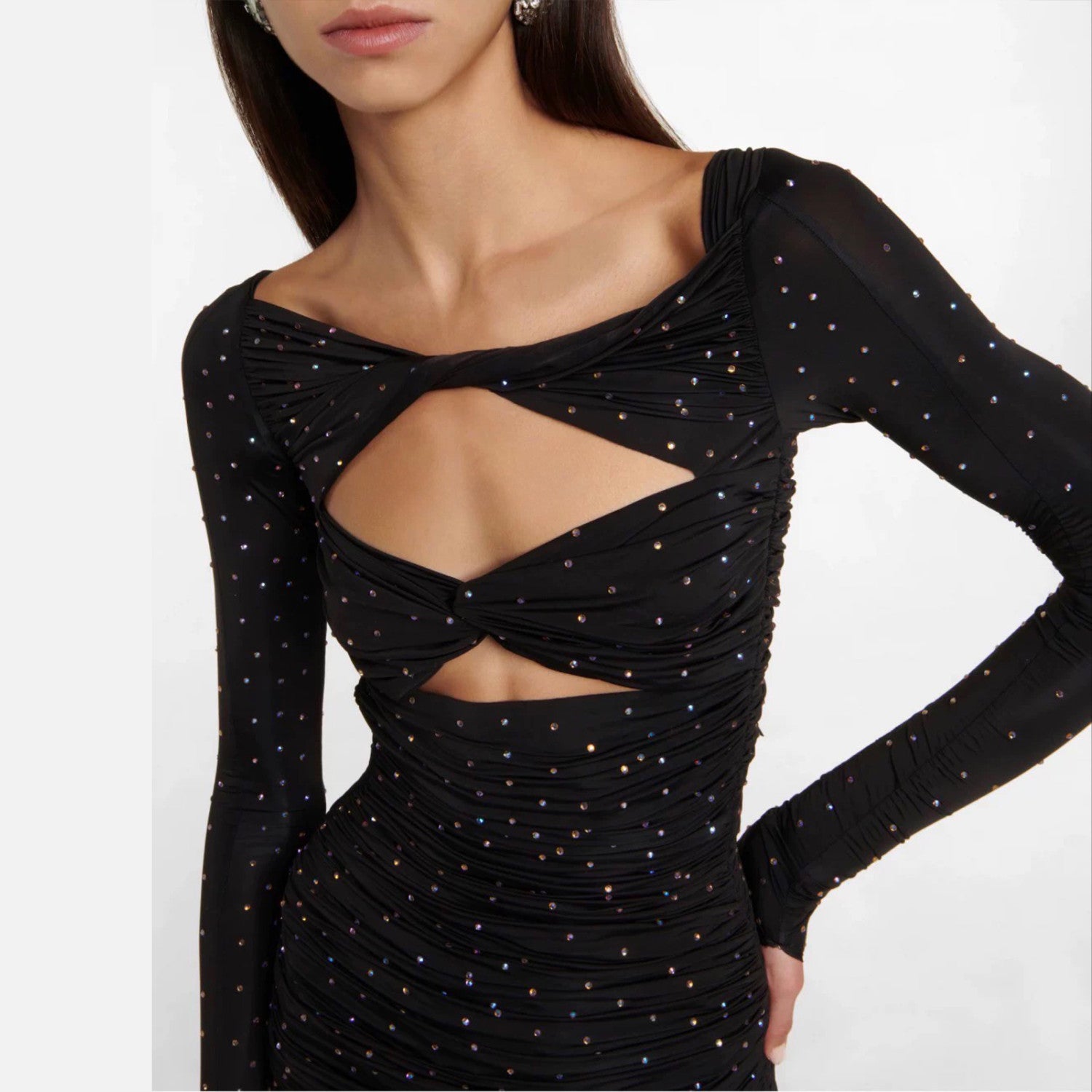 Women's Spring/summer Sexy Solid Color Hot Drill Pleated Stretchy Slim One-piece Mini Dresses Ngvp #8871